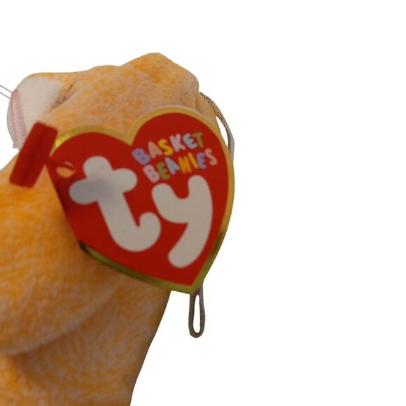 Ty Basket Beanies Rabbit Grace Yellow Bunny Plush Toy Hanging NEW - Picture 3 of 5